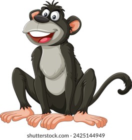 Vector illustration of a smiling, seated monkey