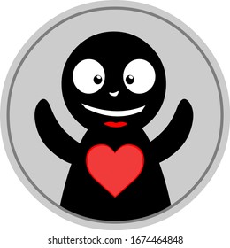 Vector illustration of smiling shadow with a heart