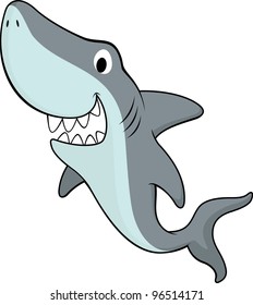 vector illustration of smiling shark isolated on white background