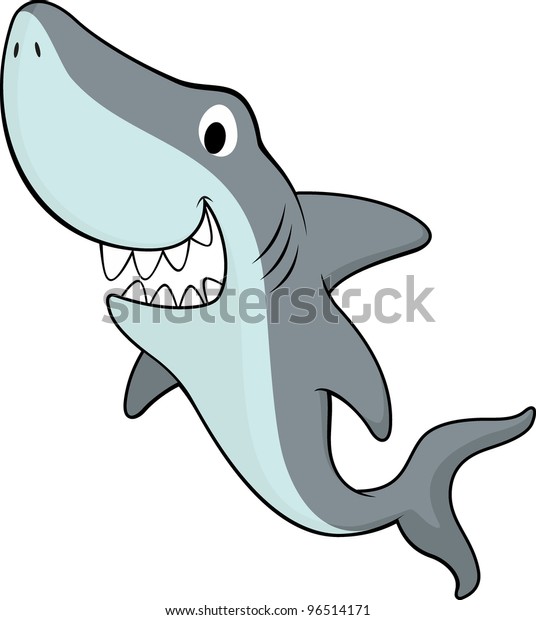 Vector Illustration Smiling Shark Isolated On Stock Vector (Royalty ...