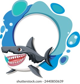 Vector illustration of a smiling shark with water bubbles