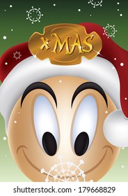 Vector illustration of smiling smiley face Santa character