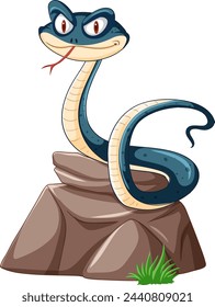 Vektor-Illustration einer lächelnden Schlange auf Stein