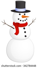 Vector illustration of a smiling snowman.