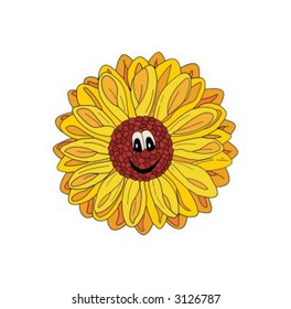 Vector illustration of a smiling sunflower