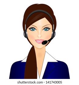 Vector illustration of smiling telephone operator