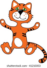 Vector illustration of smiling tiger over white background