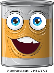 Vector illustration of a smiling tin can.