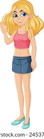 Vector illustration of a smiling woman greeting
