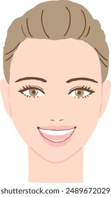 Vector illustration of a smiling woman's face facing forward