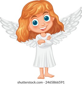 Vector illustration of a smiling young angel
