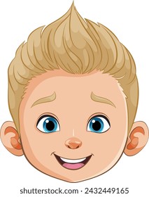 Vector illustration of a smiling young boy's face