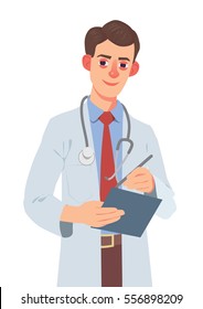 Vector illustration of a smiling Young Doctor or family practitioner.
