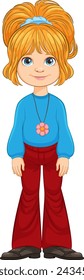 Vector illustration of a smiling young girl standing.