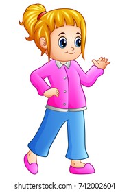 Vector illustration of Smiling young girl isolated on white background