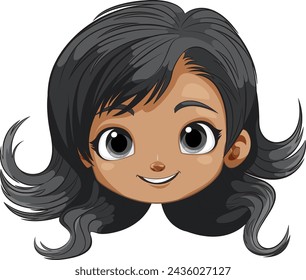 Vector illustration of a smiling young girl's face.
