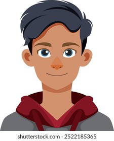Una Ilustración vectorial de un joven sonriente