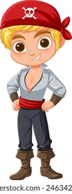 Vector illustration of a smiling young pirate boy