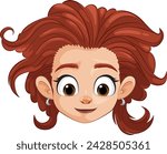 Vector illustration of a smiling young redhead girl