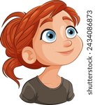 Vector illustration of a smiling young redhead girl.