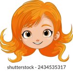 Vector illustration of a smiling young redhead girl.