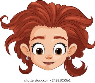 Vector illustration of a smiling young redhead girl