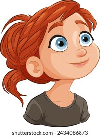 Vector illustration of a smiling young redhead girl.