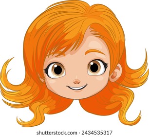 Vector illustration of a smiling young redhead girl.