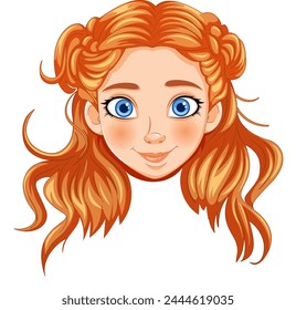 Vector illustration of a smiling young redhead girl.