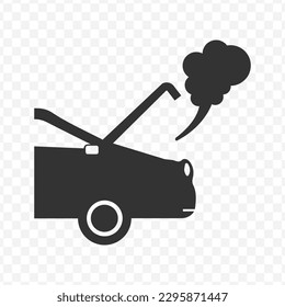 Vector illustration of smoke car icon in dark color and transparent background(png).