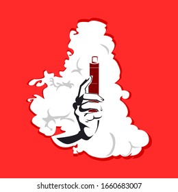 vector illustration, smoke, hands, and  vape , simply flat design, for brand / logo vape store. 