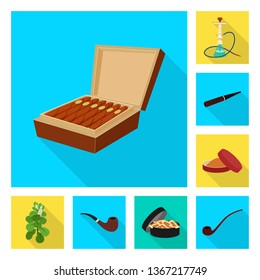 Vector illustration of smoke and statistics icon. Set of smoke and stop stock symbol for web.