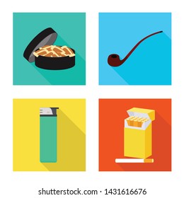 Vector illustration of smoke and statistics icon. Set of smoke and stop stock symbol for web.