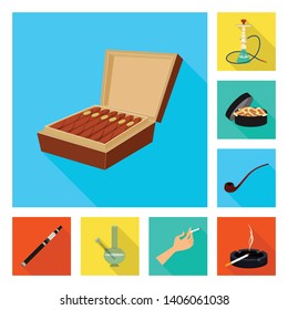 Vector illustration of smoke and statistics sign. Collection of smoke and stop stock symbol for web.