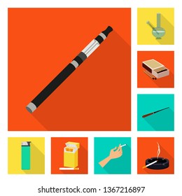 Vector illustration of smoke and statistics symbol. Collection of smoke and stop stock symbol for web.