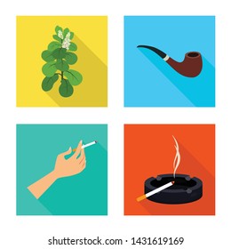 Vector illustration of smoke and statistics symbol. Set of smoke and stop vector icon for stock.