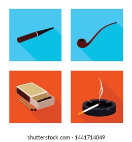 Vector illustration of smoke and statistics symbol. Collection of smoke and stop vector icon for stock.