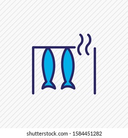Vector illustration of smoked fish icon colored line. Beautiful marine element also can be used as smell icon element.
