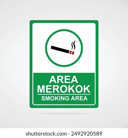 Vector illustration of "Smoking area" area merokok Information signboard