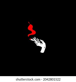 Ilustración vectorial de fumar. Arte de terror sobre fondo negro.
