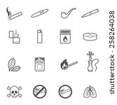 Vector illustration of smoking line style icons set