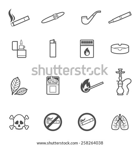 Vector illustration of smoking line style icons set