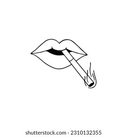 ilustración vectorial de labios fumadores