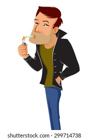 Vector illustration of smoking man