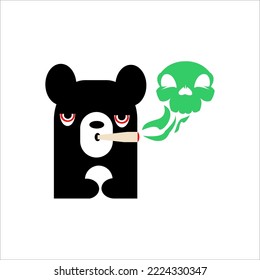 vector illustration of smoking marijuana bear design, simple design for brand logo