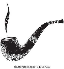 Vector illustration of a smoking pipe in black and white color graphic artistic style