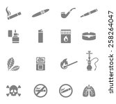 Vector illustration of smoking silhouette icons set