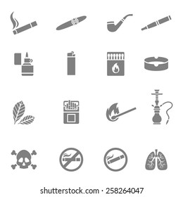 Vector illustration of smoking silhouette icons set