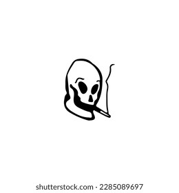 vector illustration of a smoking skull