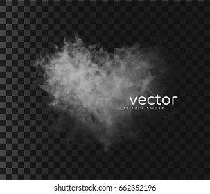 Vector illustration of smoky heart. Isolated transparent special effect.